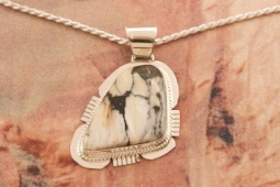 Genuine White Buffalo Turquoise Sterling Silver Pendant